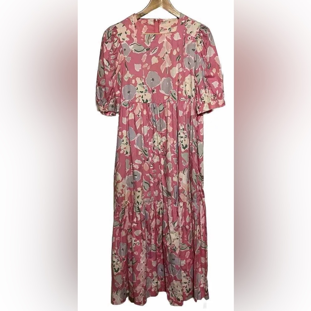 Vintage 1980s Laura Ashley cotton dress. US size 8, UK 10. Tiered, midi length.